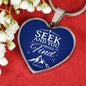 Seek & You Find Necklace Stainless Steel or 18k Gold Heart Pendant 18-22" - Express Your Love Gifts