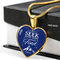 Seek & You Find Necklace Stainless Steel or 18k Gold Heart Pendant 18-22" - Express Your Love Gifts