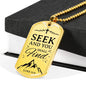 Seek And You Shall Find Luke 11:9 Necklace Stainless Steel or 18k Gold Dog Tag 24" Chain-Express Your Love Gifts