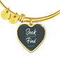 Seek And You Shall Find Stainless Steel or 18k Gold Heart Bangle Bracelet - Express Your Love Gifts