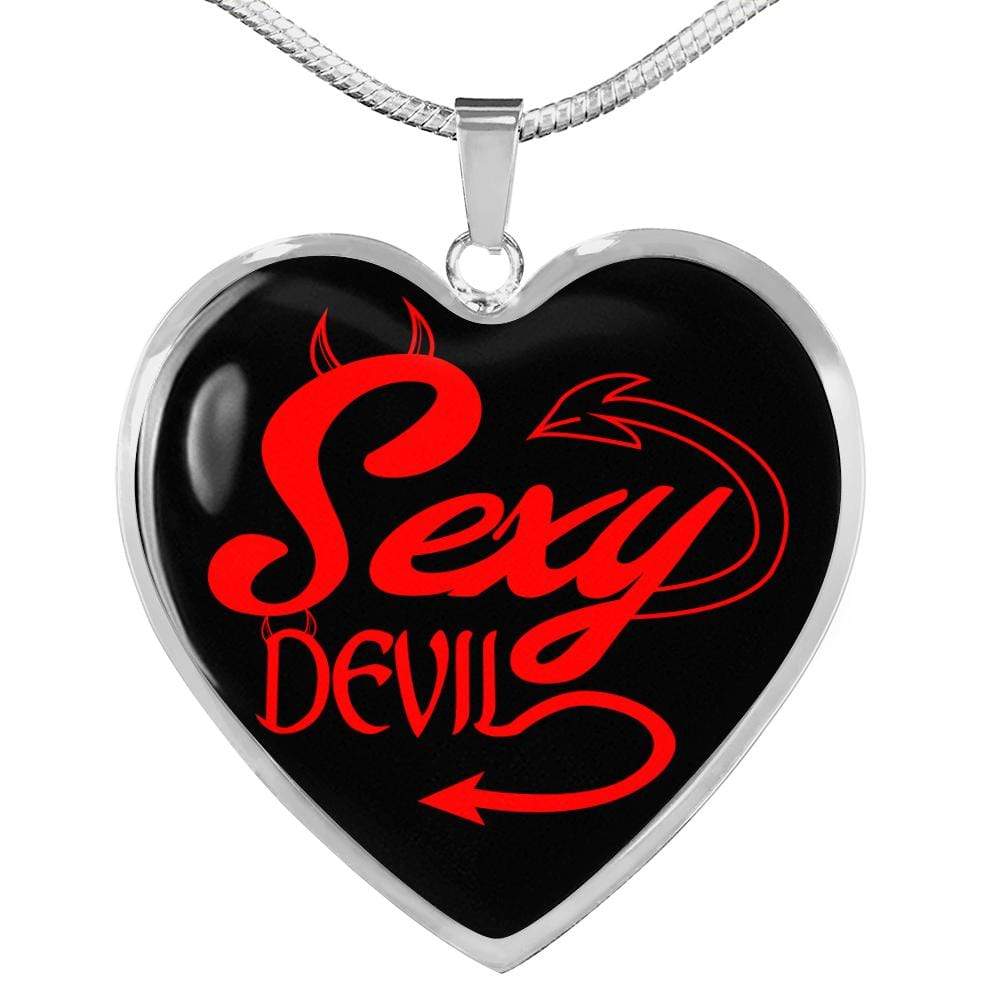 Sexy Devil Necklace Stainless Steel or 18k Gold Heart Pendant 18-22" - Express Your Love Gifts
