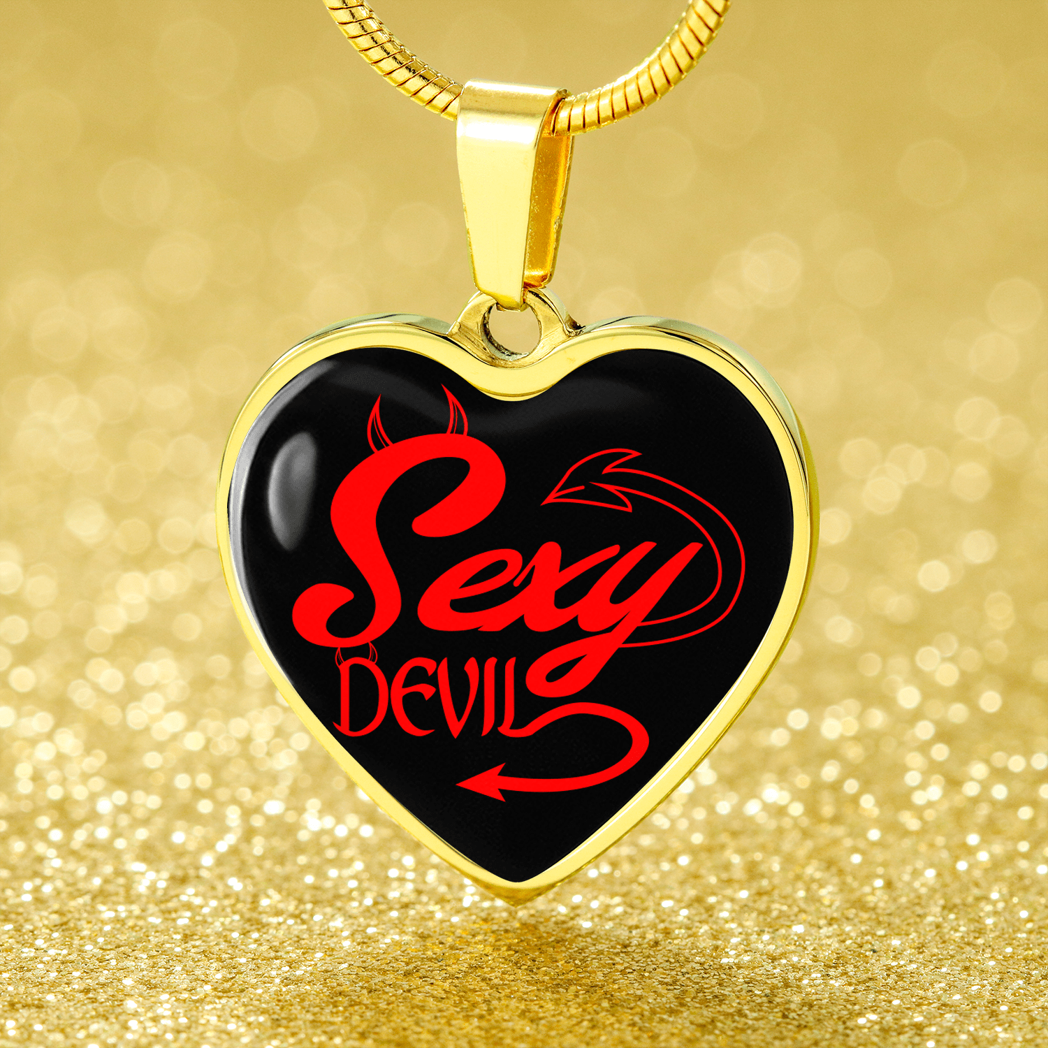 Sexy Devil Necklace Stainless Steel or 18k Gold Heart Pendant 18-22" - Express Your Love Gifts