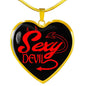 Sexy Devil Necklace Stainless Steel or 18k Gold Heart Pendant 18-22" - Express Your Love Gifts