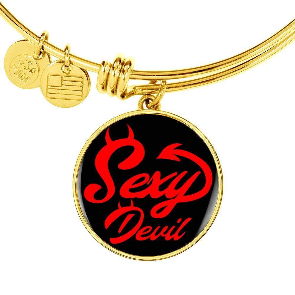Sexy Devil Stainless Steel or 18k Gold Circle Bangle Bracelet - Express Your Love Gifts