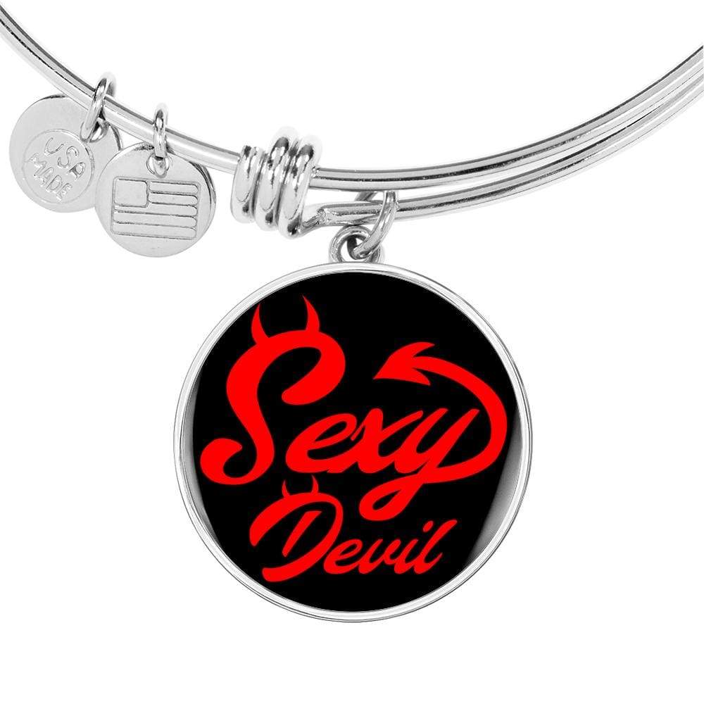 Sexy Devil Stainless Steel or 18k Gold Circle Bangle Bracelet - Express Your Love Gifts