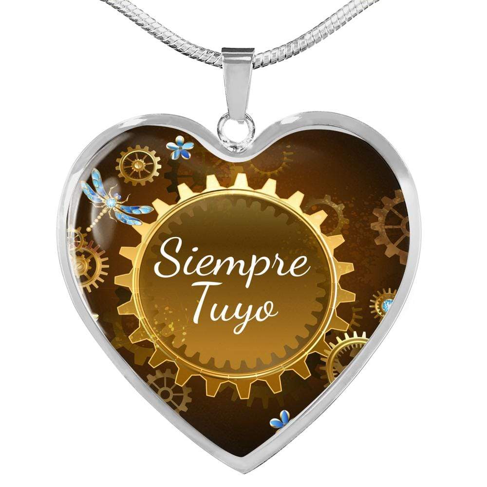 Siempre Tuyo Stainless Steel Spanish Heart Necklace Stainless Steel or 18k Gold Heart Pendant 18-22" - Express Your Love Gifts