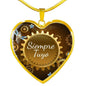 Siempre Tuyo Stainless Steel Spanish Heart Necklace Stainless Steel or 18k Gold Heart Pendant 18-22" - Express Your Love Gifts