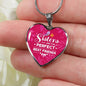 Sisters Perfect Best Friends Stainless Steel or 18k Gold Heart Pendant 18-22"-Express Your Love Gifts