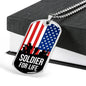 Soldier For Life Necklace Stainless Steel or 18k Gold Dog Tag 24" Chain-Express Your Love Gifts