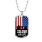 Soldier For Life Necklace Stainless Steel or 18k Gold Dog Tag 24" Chain-Express Your Love Gifts