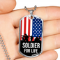 Soldier For Life Necklace Stainless Steel or 18k Gold Dog Tag 24" Chain-Express Your Love Gifts