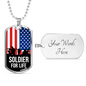 Soldier For Life Necklace Stainless Steel or 18k Gold Dog Tag 24" Chain-Express Your Love Gifts