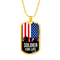 Soldier For Life Necklace Stainless Steel or 18k Gold Dog Tag 24" Chain-Express Your Love Gifts