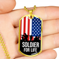 Soldier For Life Necklace Stainless Steel or 18k Gold Dog Tag 24" Chain-Express Your Love Gifts