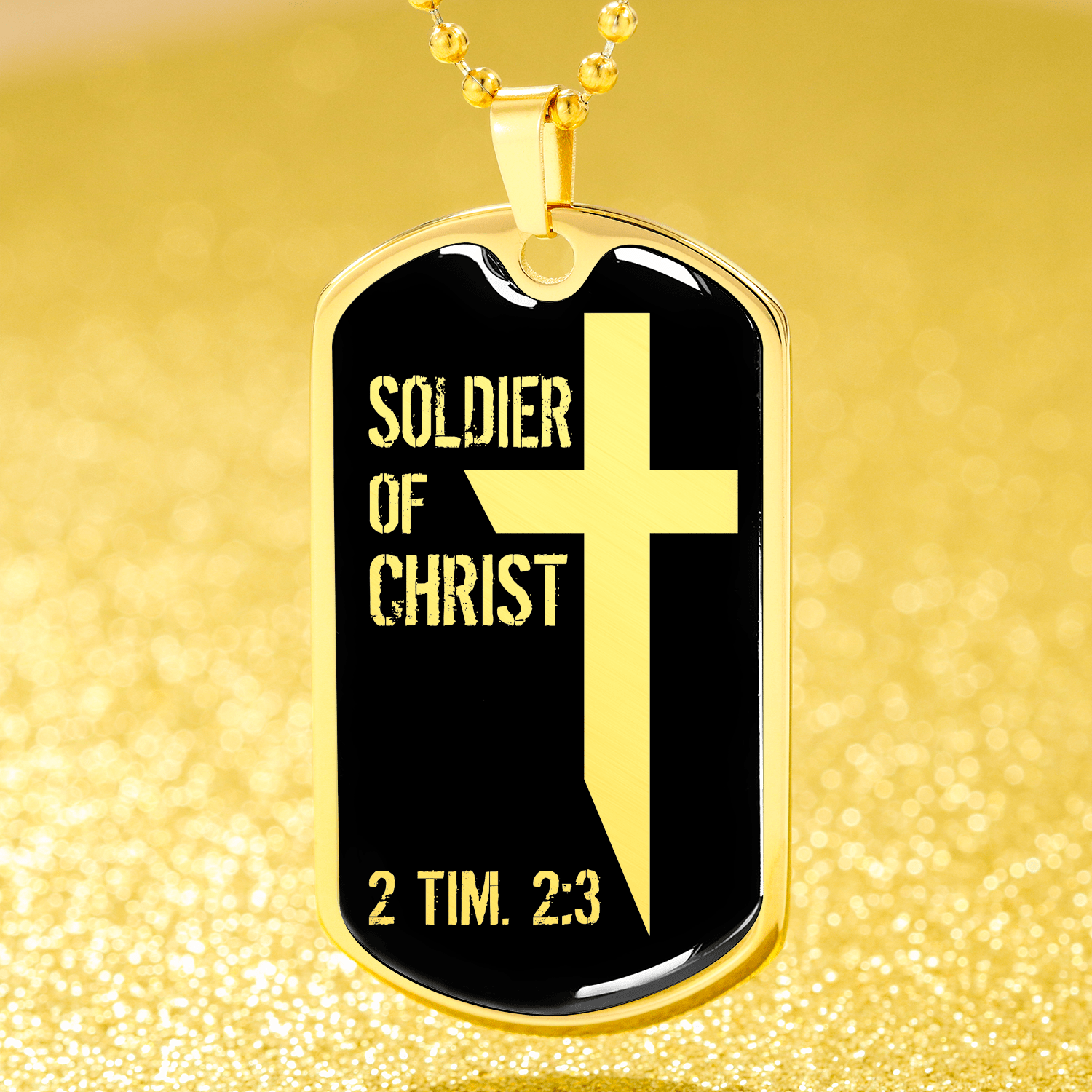 Soldier Of Christ Stainless Steel or 18k Gold Dog Tag 24" Chain - Express Your Love Gifts