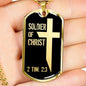 Soldier Of Christ Stainless Steel or 18k Gold Dog Tag 24" Chain - Express Your Love Gifts