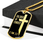 Soldier Of Christ Stainless Steel or 18k Gold Dog Tag 24" Chain - Express Your Love Gifts