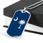 South Carolina Flag Pendant Stainless Steel or 18k Gold Dog Tag Necklace 24" Chain - Express Your Love Gifts