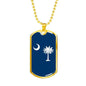 South Carolina Flag Pendant Stainless Steel or 18k Gold Dog Tag Necklace 24" Chain - Express Your Love Gifts