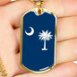 South Carolina Flag Pendant Stainless Steel or 18k Gold Dog Tag Necklace 24" Chain - Express Your Love Gifts