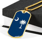 South Carolina Flag Pendant Stainless Steel or 18k Gold Dog Tag Necklace 24" Chain - Express Your Love Gifts