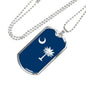 South Carolina Flag Pendant Stainless Steel or 18k Gold Dog Tag Necklace 24" Chain - Express Your Love Gifts