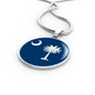 South Carolina State Flag Necklace Stainless Steel or 18k Gold Circle Pendant 18-22" - Express Your Love Gifts