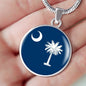 South Carolina State Flag Necklace Stainless Steel or 18k Gold Circle Pendant 18-22" - Express Your Love Gifts