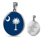 South Carolina State Flag Necklace Stainless Steel or 18k Gold Circle Pendant 18-22" - Express Your Love Gifts