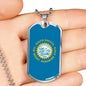 South Dakota Flag Pendant Stainless Steel or 18k Gold Dog Tag Necklace 24" Chain - Express Your Love Gifts