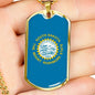 South Dakota Flag Pendant Stainless Steel or 18k Gold Dog Tag Necklace 24" Chain - Express Your Love Gifts