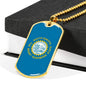 South Dakota Flag Pendant Stainless Steel or 18k Gold Dog Tag Necklace 24" Chain - Express Your Love Gifts