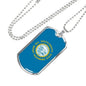South Dakota Flag Pendant Stainless Steel or 18k Gold Dog Tag Necklace 24" Chain - Express Your Love Gifts