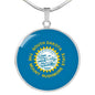 South Dakota State Flag Necklace Stainless Steel or 18k Gold Circle Pendant 18-22" - Express Your Love Gifts