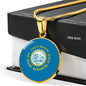 South Dakota State Flag Necklace Stainless Steel or 18k Gold Circle Pendant 18-22" - Express Your Love Gifts