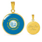 South Dakota State Flag Necklace Stainless Steel or 18k Gold Circle Pendant 18-22" - Express Your Love Gifts