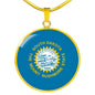 South Dakota State Flag Necklace Stainless Steel or 18k Gold Circle Pendant 18-22" - Express Your Love Gifts