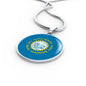 South Dakota State Flag Necklace Stainless Steel or 18k Gold Circle Pendant 18-22" - Express Your Love Gifts