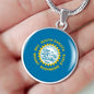 South Dakota State Flag Necklace Stainless Steel or 18k Gold Circle Pendant 18-22" - Express Your Love Gifts