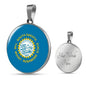 South Dakota State Flag Necklace Stainless Steel or 18k Gold Circle Pendant 18-22" - Express Your Love Gifts