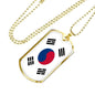 South Korea Flag Necklace South Korea Flag Stainless Steel or 18k Gold Dog Tag 24" - Express Your Love Gifts