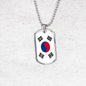 South Korea Flag Necklace South Korea Flag Stainless Steel or 18k Gold Dog Tag 24" - Express Your Love Gifts