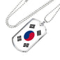 South Korea Flag Necklace South Korea Flag Stainless Steel or 18k Gold Dog Tag 24" - Express Your Love Gifts
