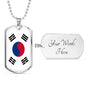 South Korea Flag Necklace South Korea Flag Stainless Steel or 18k Gold Dog Tag 24" - Express Your Love Gifts