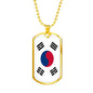 South Korea Flag Necklace South Korea Flag Stainless Steel or 18k Gold Dog Tag 24" - Express Your Love Gifts