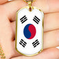 South Korea Flag Necklace South Korea Flag Stainless Steel or 18k Gold Dog Tag 24" - Express Your Love Gifts