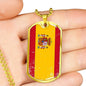 Spain Distressed Flag Necklace Spain Flag Stainless Steel or 18k Gold Dog Tag 24"-Express Your Love Gifts