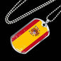 Spain Distressed Flag Necklace Spain Flag Stainless Steel or 18k Gold Dog Tag 24"-Express Your Love Gifts