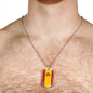 Spain Distressed Flag Necklace Spain Flag Stainless Steel or 18k Gold Dog Tag 24"-Express Your Love Gifts