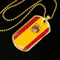 Spain Distressed Flag Necklace Spain Flag Stainless Steel or 18k Gold Dog Tag 24"-Express Your Love Gifts